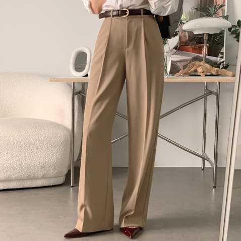 크기 있음 업데이트 미니멀리즘 작은 대중 출퇴근 다용도 하이웨이스트 슬림해 보이는 더블 주머니 도루 센스 스트레이트 캐주얼 바지 슬랙스