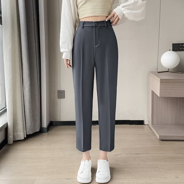 2025 봄 새로운 도루 센스 작은 바지 슬림 8 점 9 포인트 작은 남자 높은 허리 느슨한 바지 담배 파이프 바지