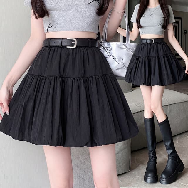 실사 2026 새로운 꽃밭 치마 여성 봄 여름 하이웨이스트 슬림해 보이는 퍼프 바지 한 마디 캐주얼 버블 랜턴 반바지