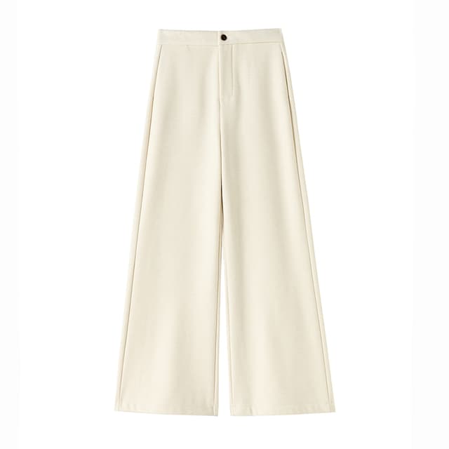 실사 털이 있고 두꺼운 양모 부츠컷 바지 여성 가을 겨울 하이웨이스트 슬림해 보이는 캐주얼 나팔 바지 스트레이트 정장 바닥 청소 바지