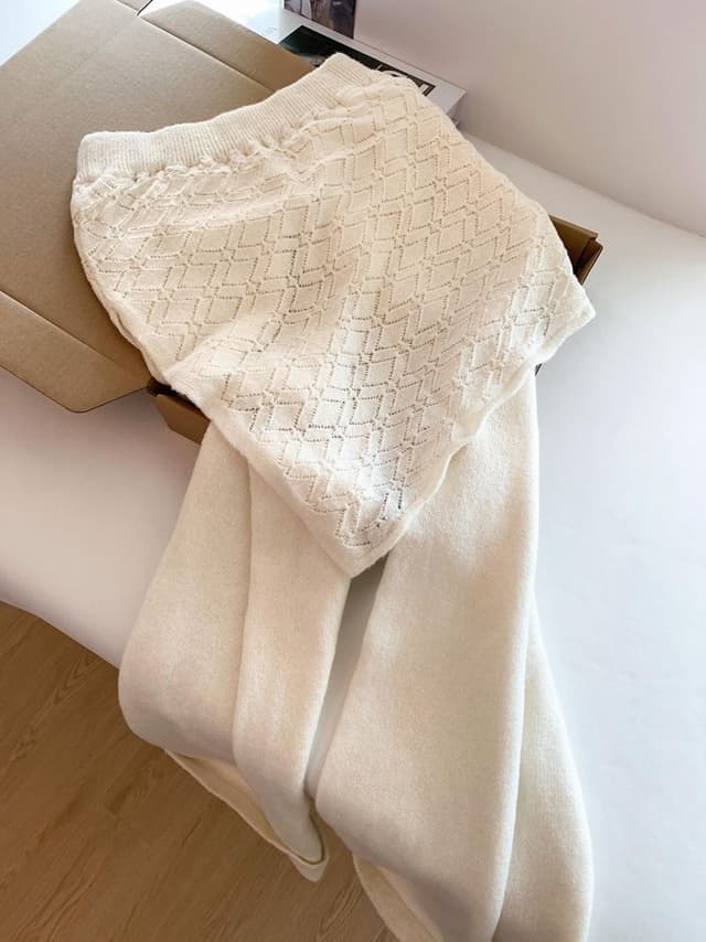 살구 리본 방귀 커튼 하이웨이스트 니트 캐주얼 바지 여성 스트레이트 벽오동 긴 바지 작은 키 찹쌀 바지