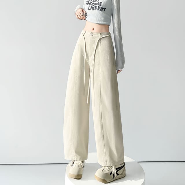실사 워시 물 면 풍선 바지 여성 2026 봄 여름 새로운 느긋한 슬림해 보이는 캐주얼 하렘 바지 넓은 다리 9부 바지