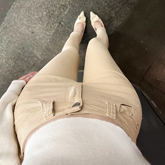 실사 chill 챠오어 한 여신 바지 2.0 다용도 중 하이웨이스트 펭 넓적 다리 리프트 엉덩이 털이 있는 보온 작은 청바지