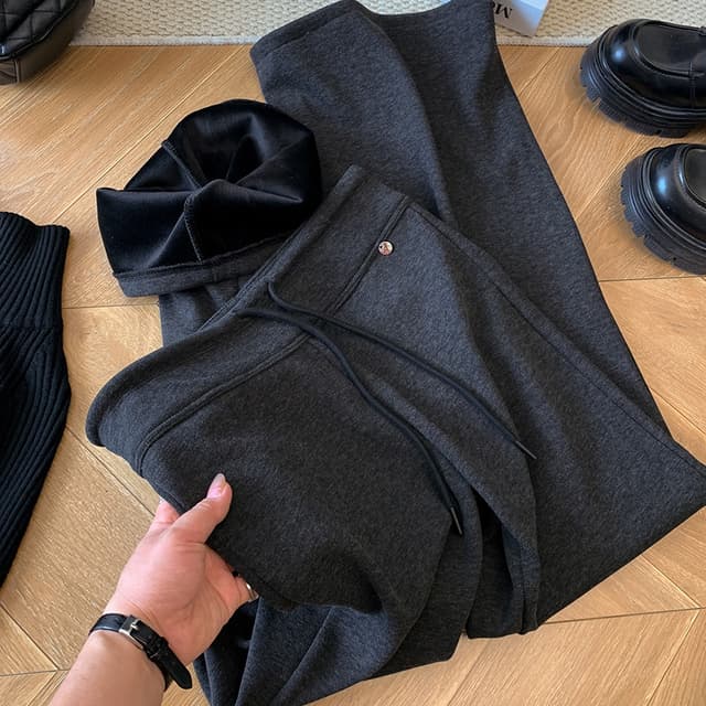 가을 겨울 아메리칸 하이웨이스트 부츠컷 바지 여성 레저 다용도 세련된 스트레이트 긴 바지 슬림해 보이는 펌프 로프 찹쌀 바지 트렌디