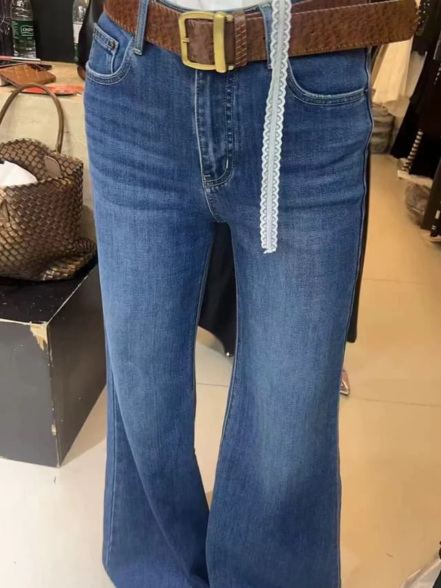 열세 개 여성 의류 2025 가을 새로운 외국 가스 다용도 몸매 가꾸기 슬림해 보이는 사면 신축 벨트 포함 부츠컷 청바지