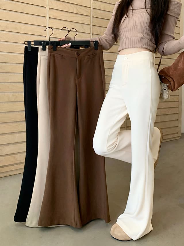 실사 카키 두꺼운 캐주얼 바지 2025 가을 겨울철 마이크로 나팔 바지 몸매 가꾸기 하이웨이스트 다용도 바지 바닥 청소 긴 바지