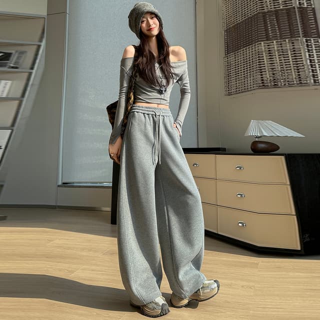 모통이 칼 와이드 레깅스 바지 봄 가을 얇은 스타일 하이웨이스트 도루 센스 캐주얼 루즈핏 좁은 에디션 바나나 운동 스트레이트 웨이 바지