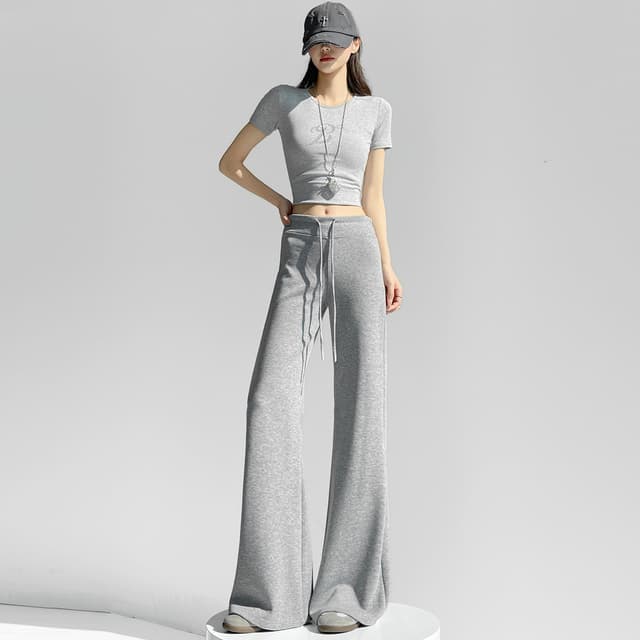 하이웨이스트 모직 부츠컷 찹쌀 바지 여성 가을 겨울 캐주얼 운동 웨이 바지 도루 가을 센스 나팔 바지