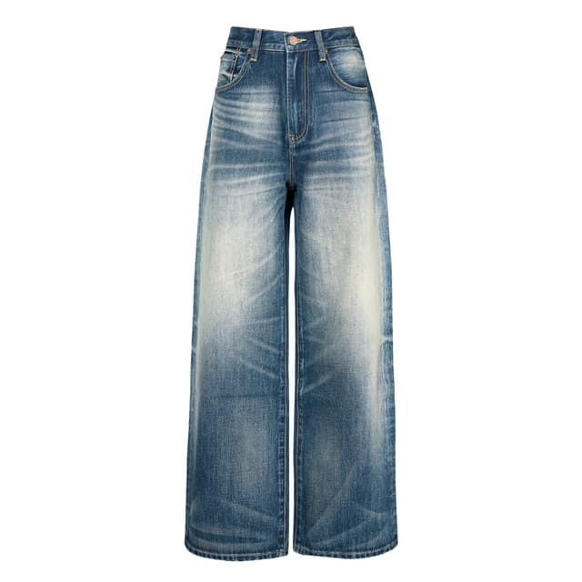 아메리칸 레트로 높음 거리 청바지 루즈핏 스트레이트 바닥 청소 트렌드 캐주얼 새로운 가을 겨울 남녀 같은 단락 청바지